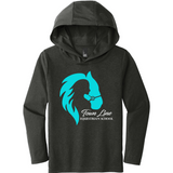 Town Line Hooded Long Sleeve Tee Adult or Youth Aqua Logo