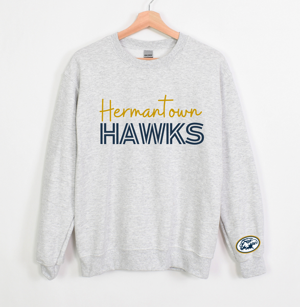 PTO Adult Crew Outline Text Sweatshirt 18000 Ash