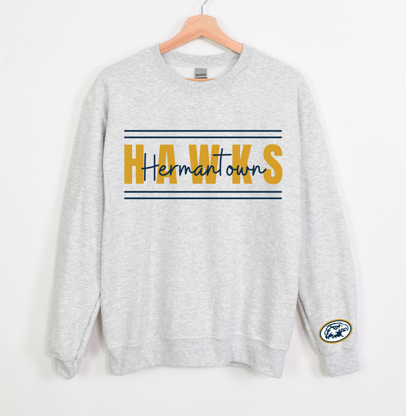 PTO Adult Crew Layered Text Sweatshirt 18000 Ash