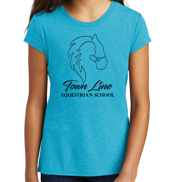 Town Line Girls Tee DT130YG Aqua Logo Large