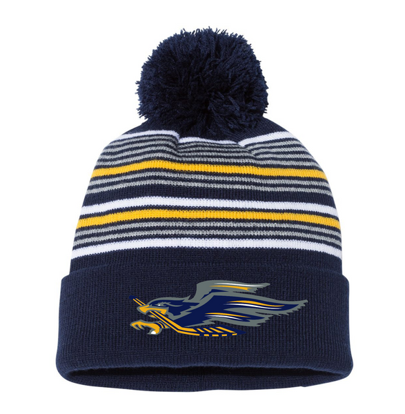 Fund A Hawk Striped Pom Beanie