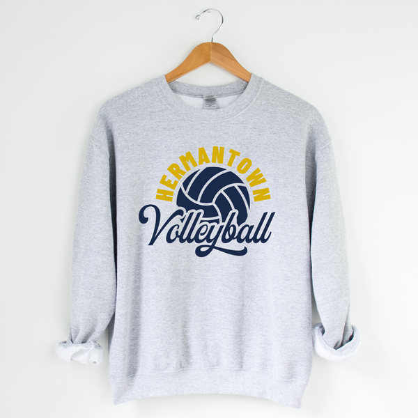 Hermantown Volleyball Adult Crew Logo Sweatshirt Sport Grey