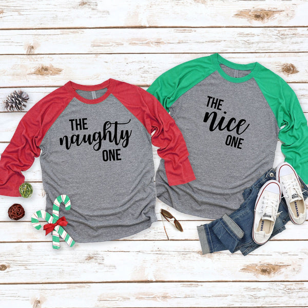 Naughty One & Nice One Raglan Christmas Tees