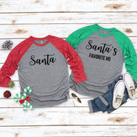 Santa & Santa's Favorite Ho Couples Raglan Christmas Tees