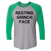 Resting Grinch Face Raglan Christmas Tees