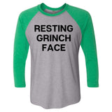 Resting Grinch Face Raglan Christmas Tees