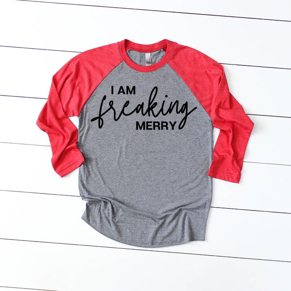 I Am Freaking Merry Raglan Christmas Tees