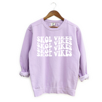 SKOL VIKES Wavy Football Purple Crewneck Sweatshirt