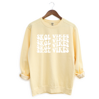 SKOL VIKES Wavy Football Yellow Crewneck Sweatshirt