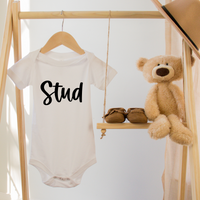 Stud Script Baby Onesie