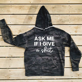 Give A Shit Camo Hoodie (Block/Script Font)